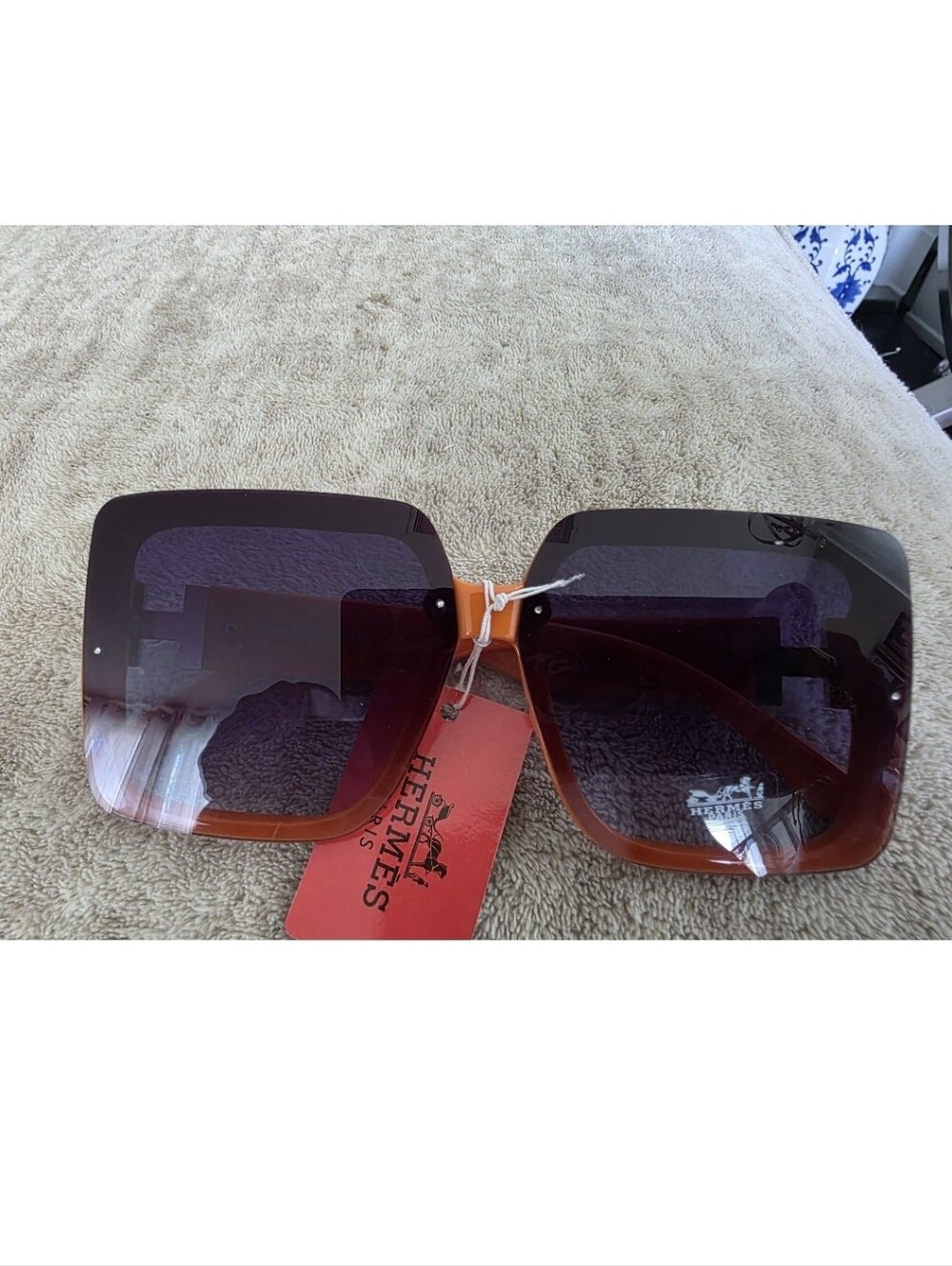 Fashion Orange frame w/Black gradient lenses oversized square sunglasses